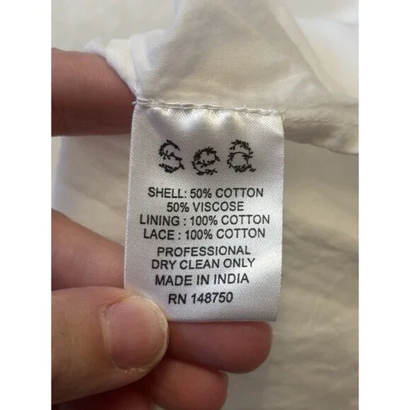 Sea New York Marina White Eyelet Long Sleeve Dress Lace Embroidered Size L - Picture 12 of 16